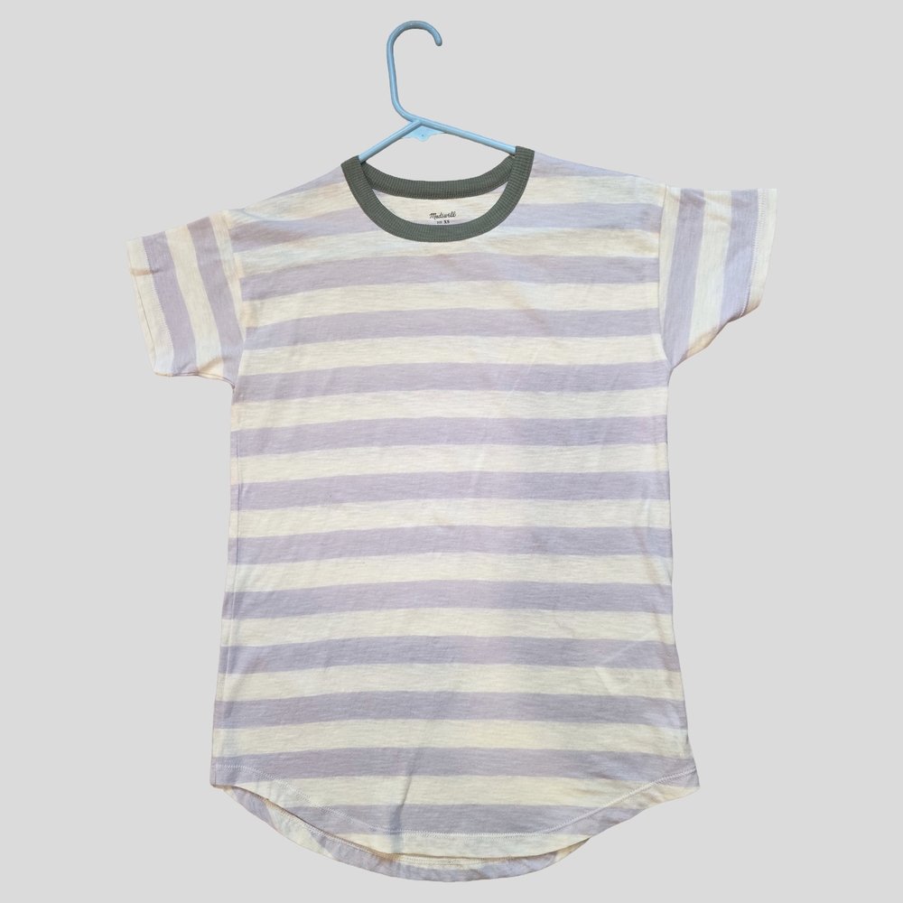 Madewell Lavender and White Striped Tee - Picture 2 of 9